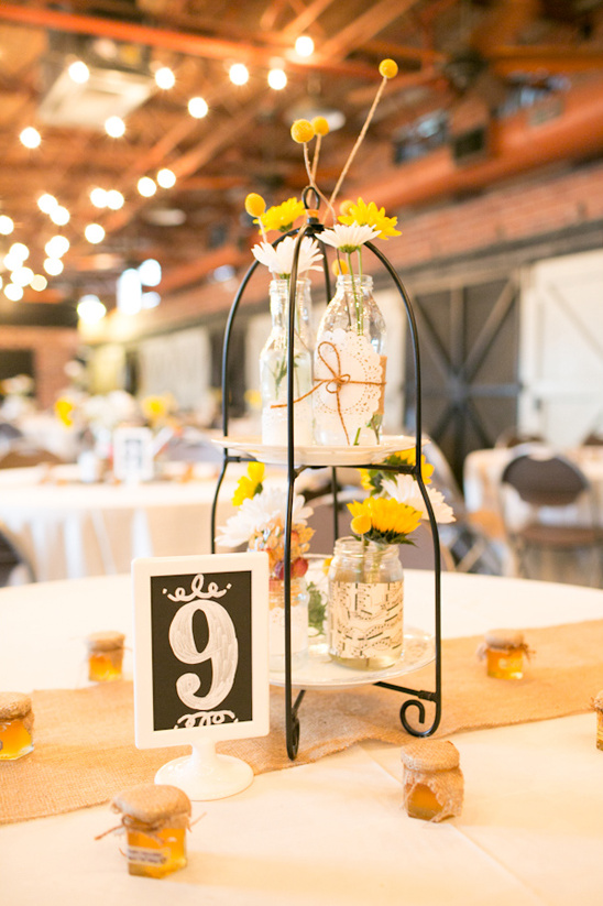 Rustic wedding table number nine centerpiece