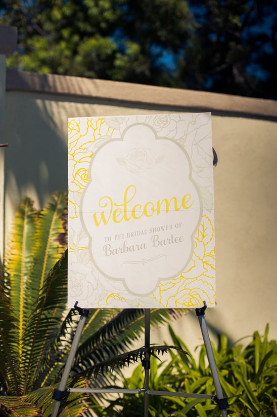 yellow and gray bridal shower sign by Cherish Paperie