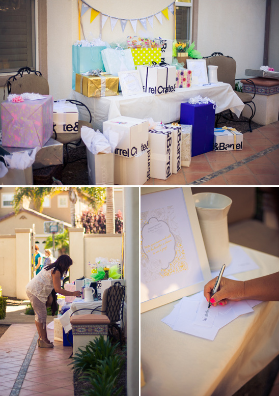 Shower gifts displayed outdoors