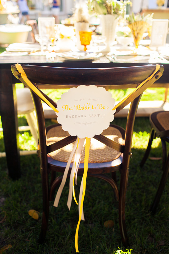 The Bride to Be chair sign by Cherish Paperie