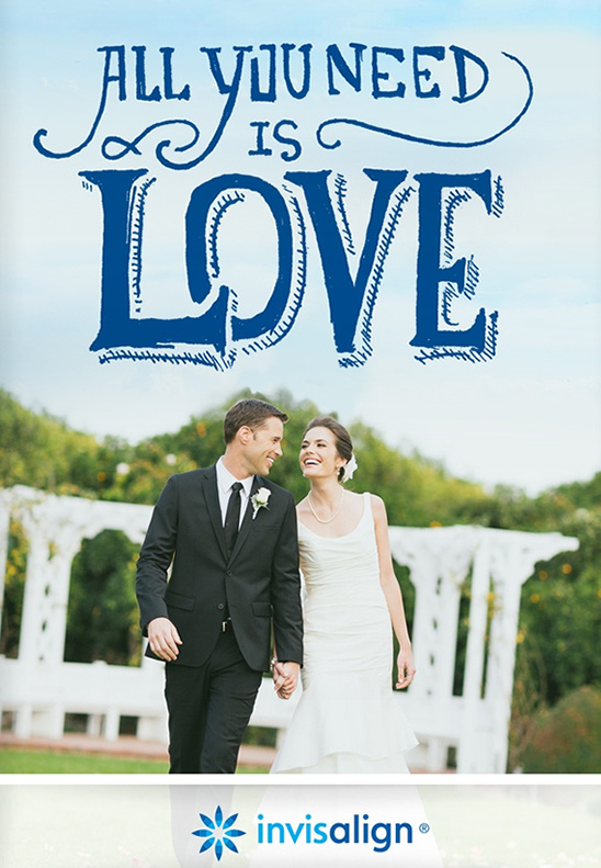 Happy couple at wedding, all you need is love, Invisalign ad