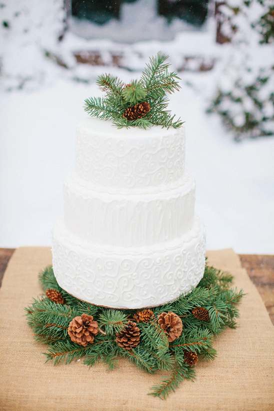 wintery white wedding cake