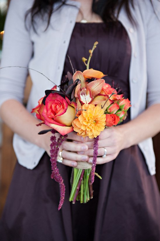 red, orange and purple bridesmaid bouquet by Calie Rose Floral & Event Design