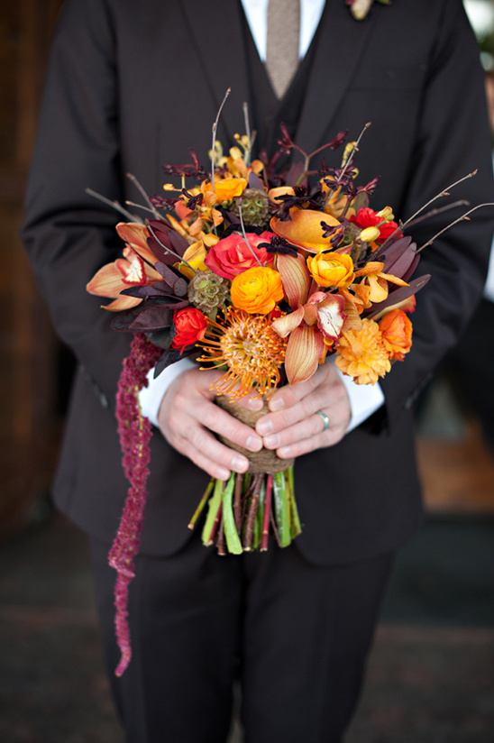 orange, red and purple bridal bouquet by Calie Rose Floral & Event Design