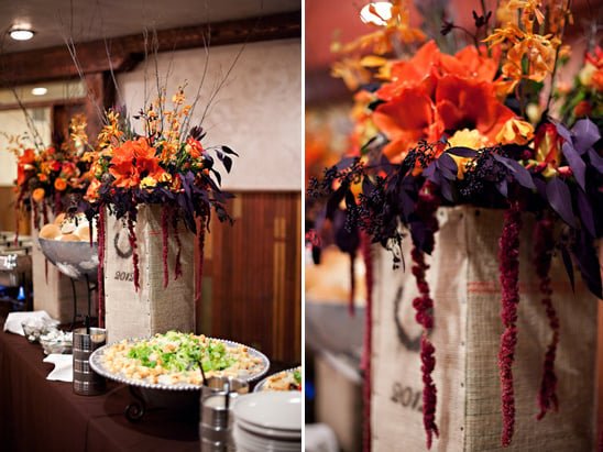 orange and purple floral arrangements by Calie Rose Floral & Event Design