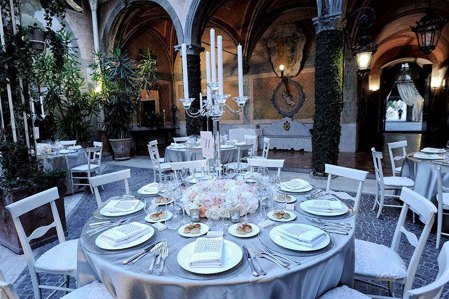 Elegant outdoor dining setting with a luxurious ambiance