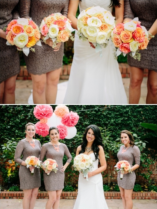 brown lace bride dress