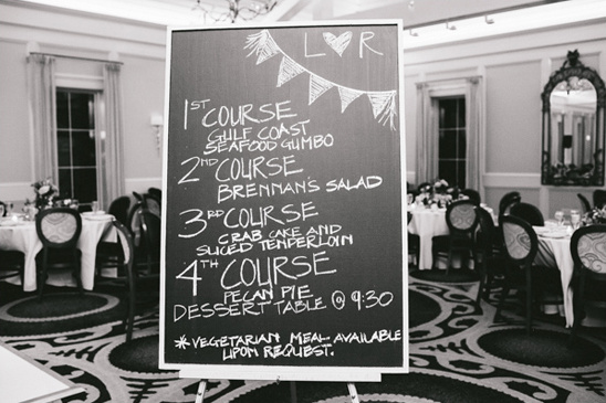 chalkboard reception menu