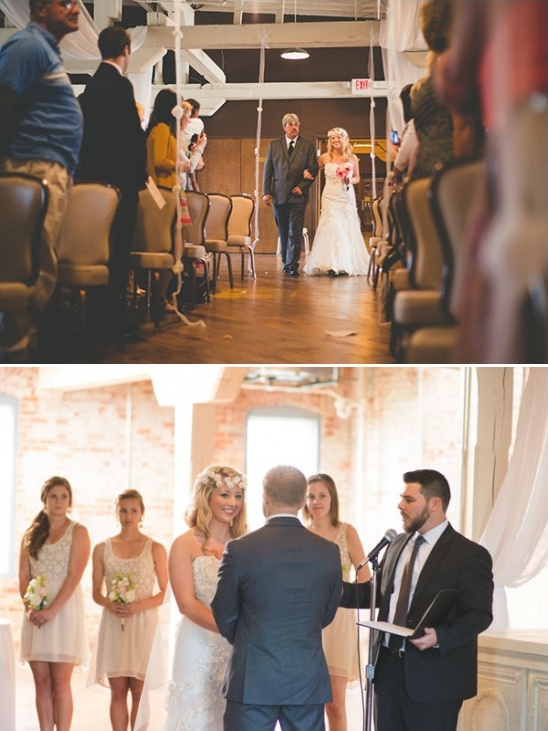wedding ceremony at The Old Bag Factory