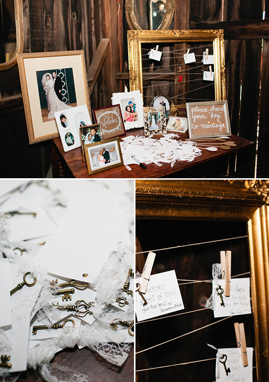 guestbook table using vintage keys