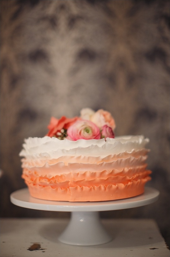 ruffle peach ombre wedding cake by Sweet Story Bakery