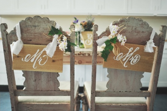 Mr. and Mrs. wood chair signs