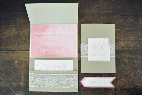 pink wedding invites by The Charm Studio