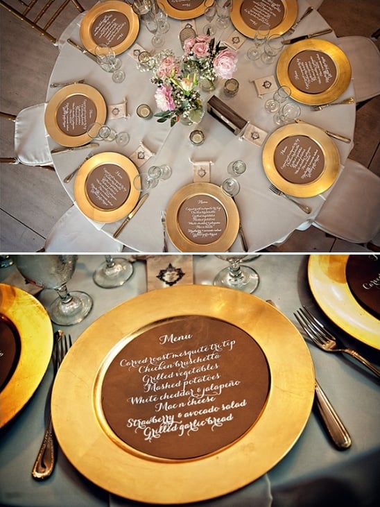wedding menus on plates