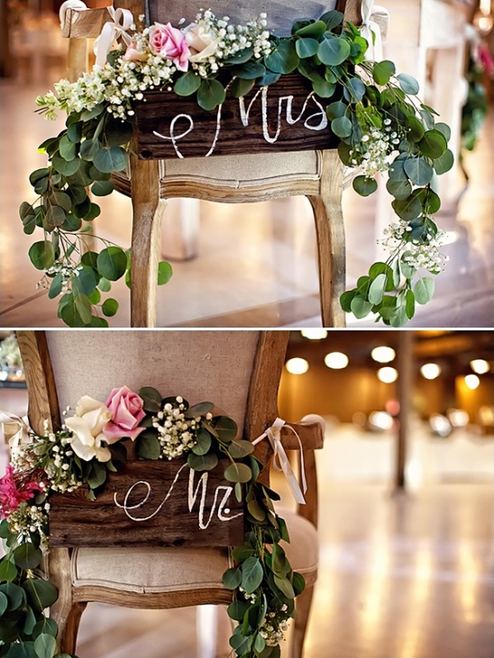 mrs and mr floral chair signs