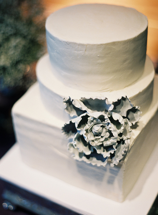 white wedding cake by Plumeria Cake Studio
