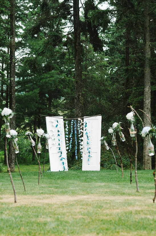 blue and white flower drapes