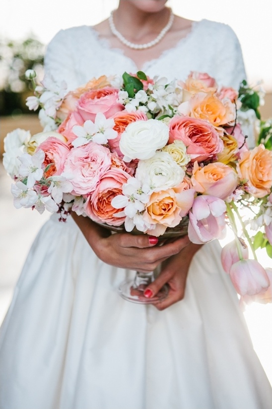 pink and peach wedding florals