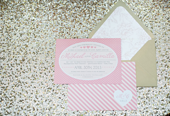 pink and white wedding invites
