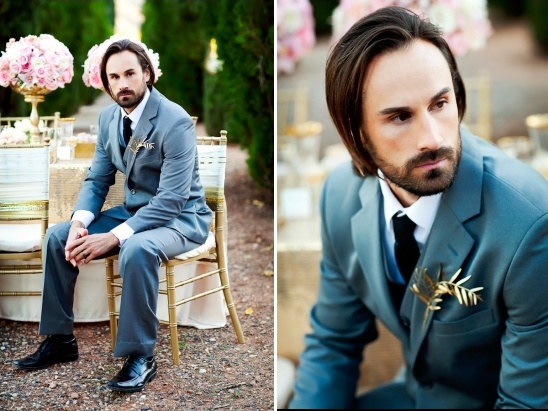 Man in gray suit outdoor wedding