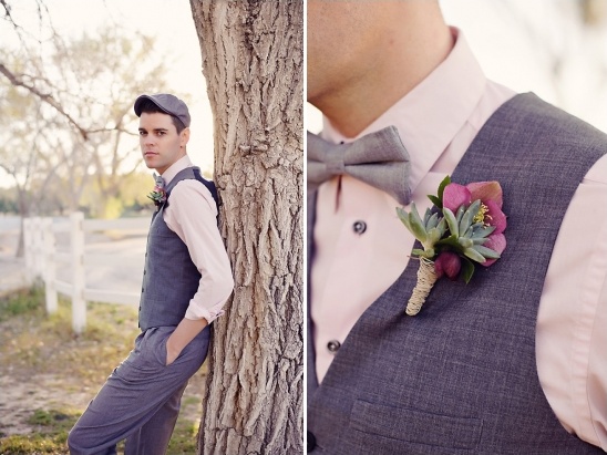 succulent and pink boutonniere