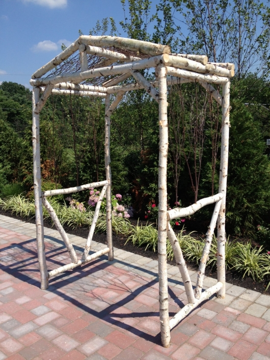 Hand-Crafted Rustic Birchwood Arbor