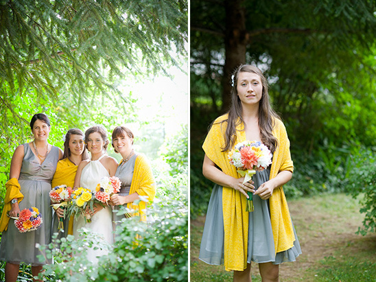 yellow and gray bridesmaid dresses