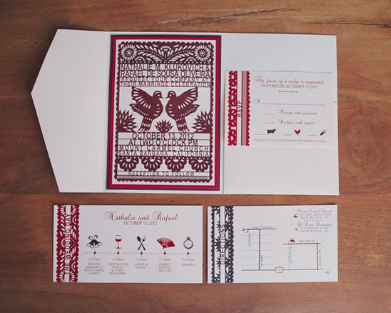 red and cream wedding invites