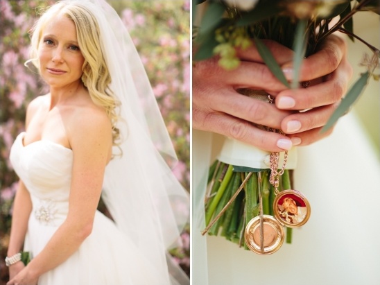 locket attached to bouquet