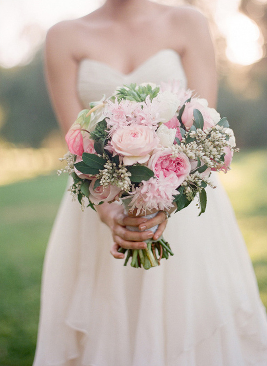 pink wedding bouquet by Oak and the Owl