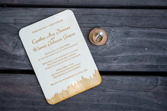 wood wedding invite
