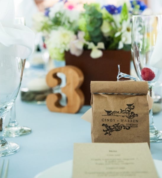 hand stamped bags for wedding favors