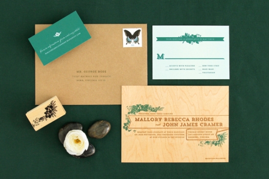 Birch wood veneer invitation