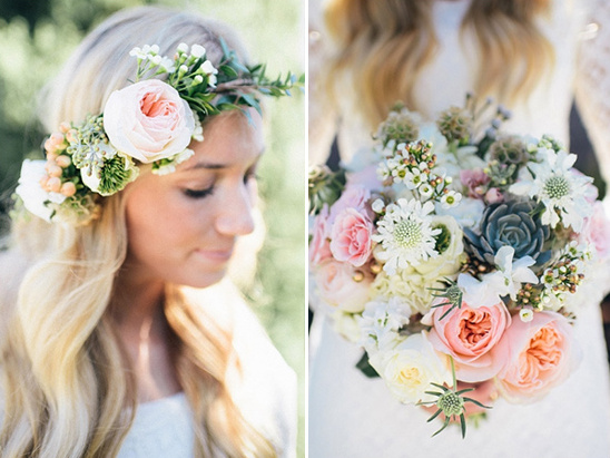 floral halo and bouquet