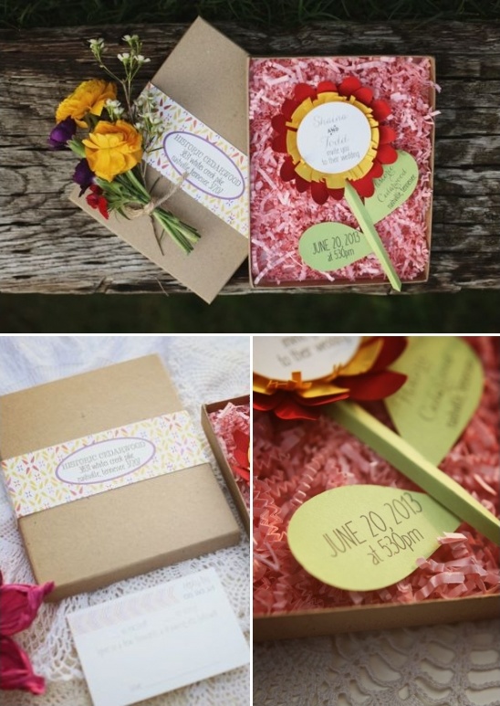 Wedding invitation with floral design and date