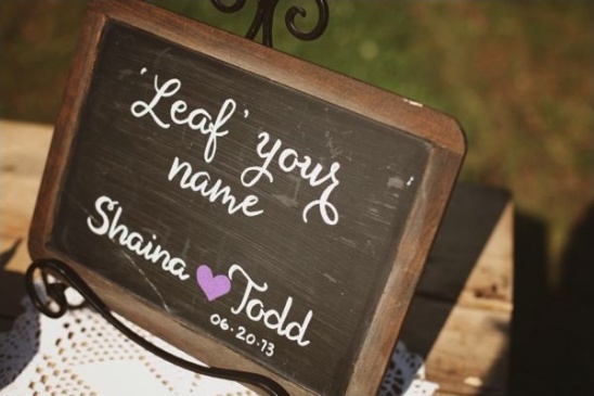 Wedding guest book sign: Leaf your name, Shaina & Todd, 06 20 13