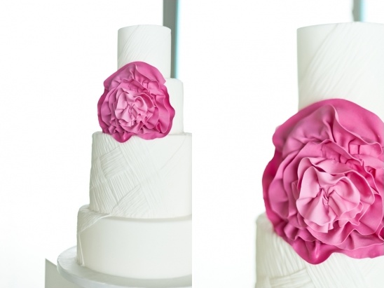 white and pink wedding cake details