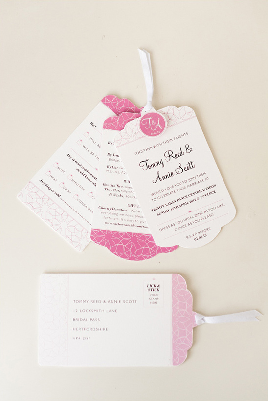 pink and white wedding stationary by Eagle Eyed Bride