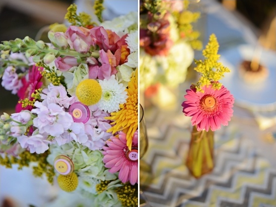 Colorful flower bouquet with pink gerbera daisies