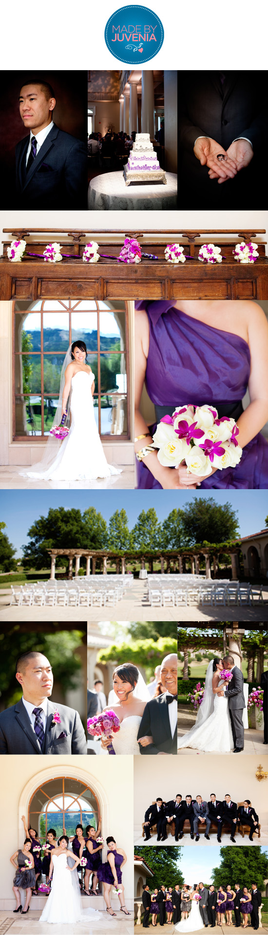 Wedding photos, purple theme, ceremony