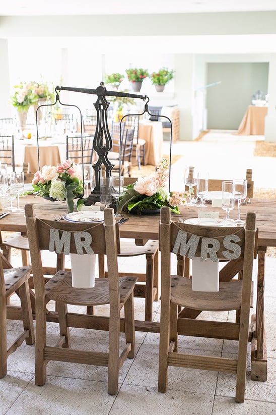glitter Mrs and Mr chair signs