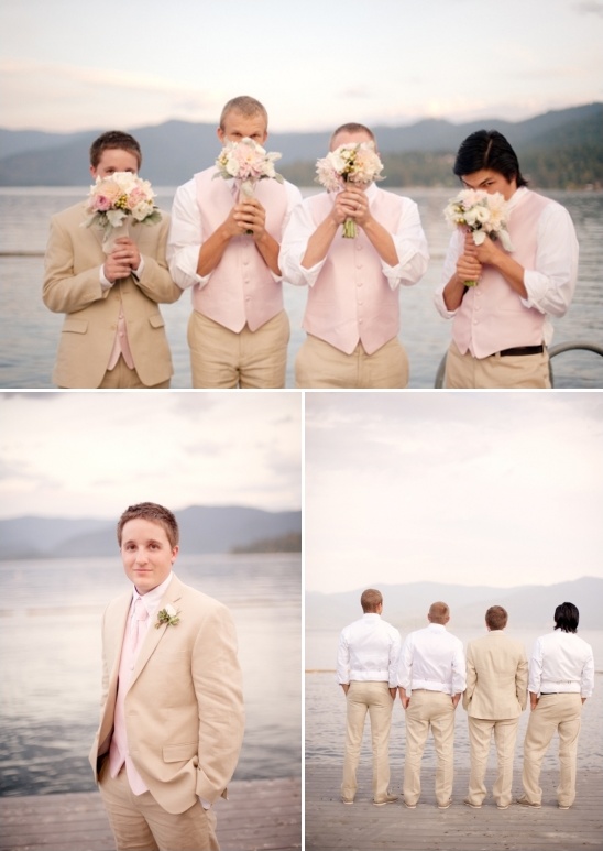 pink groomsman looks