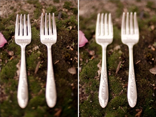 Mr. and Mrs customized forks
