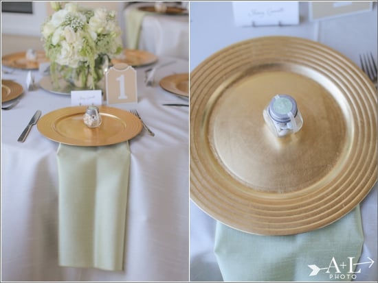 Mint and Gold Wedding Table Settings