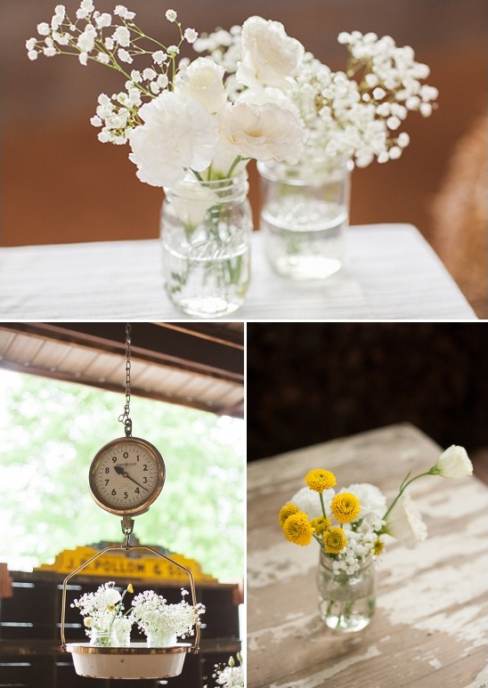 white and yellow wedding florals