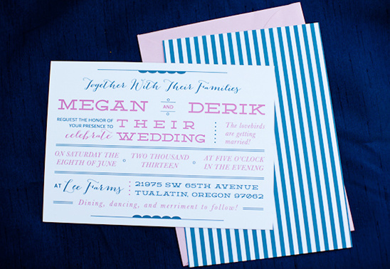 navy and pink wedding invite by Three Fifteen Design