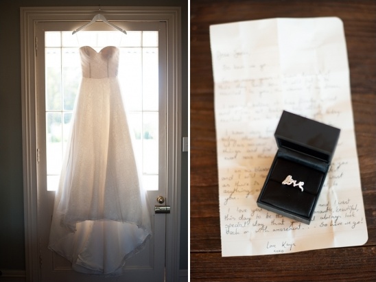 Wedding dress ring and love letter details