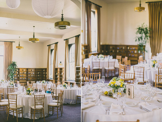Elegant wedding reception with round tables and decor