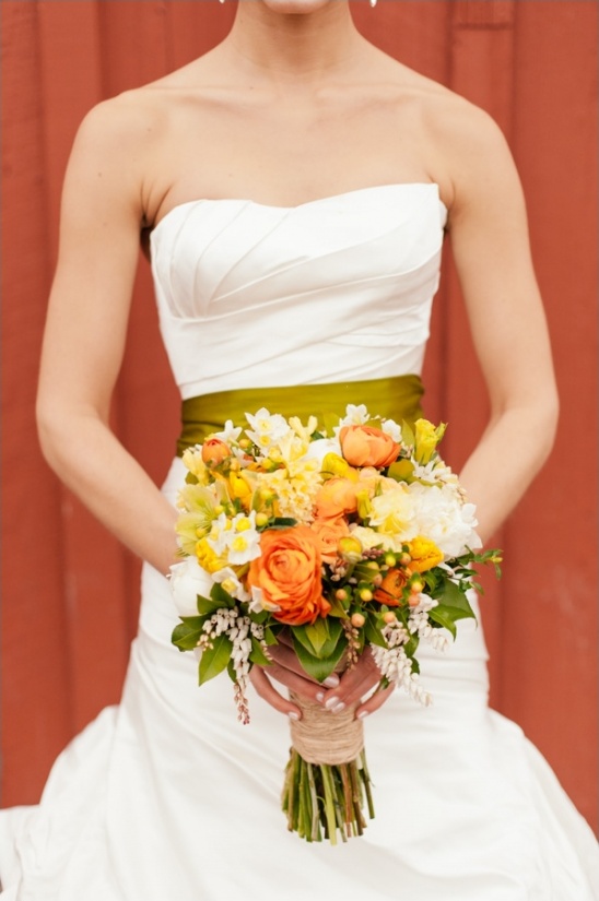 yellow and orange wedding bouquet by Melanie Benson Floral