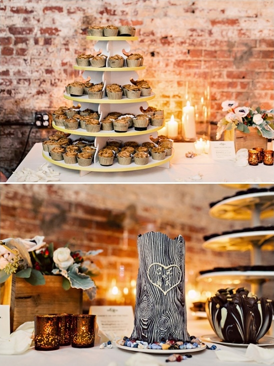 wedding cupcakes and grooms cake